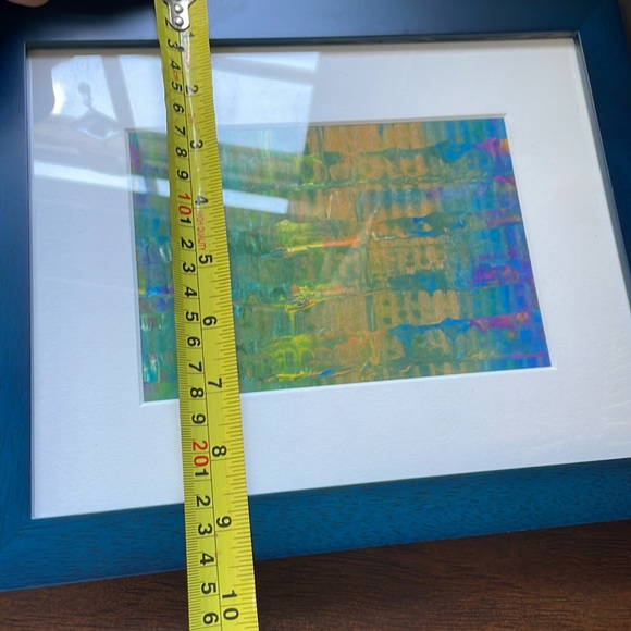 Handmade Abstract Art - 🌈 colors in textured pattern in wood blue frame - Picture 6 of 7